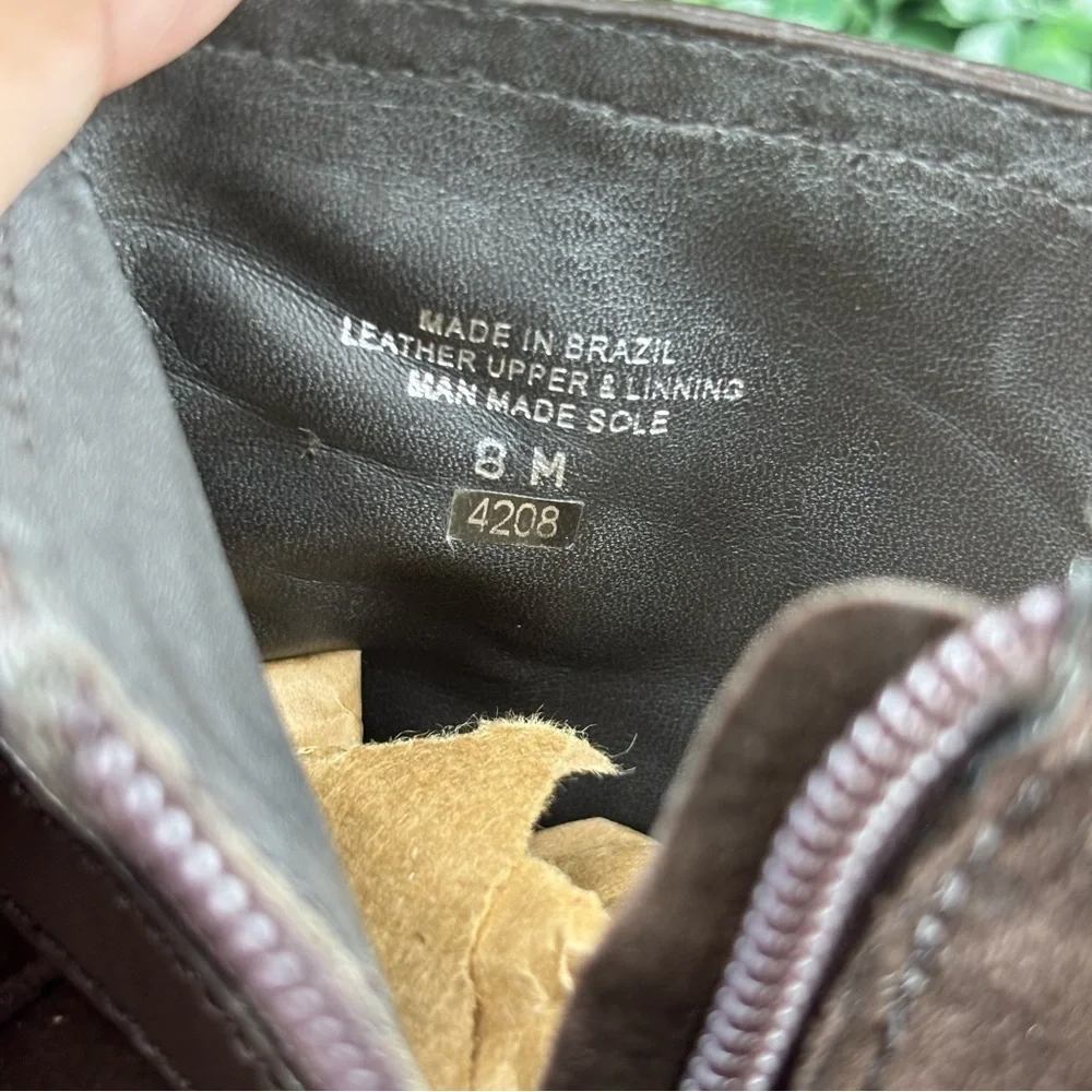 TORY BUTCH AADEN SUEDE ANKLE WEDGES WITH GOLD-LOGO EMBLEM SIZE 8 WOMAN